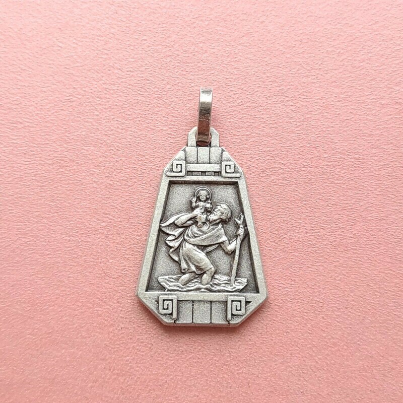 Médaille Art Déco St Christopher et Notre-Dame Du Perpétuel Secours