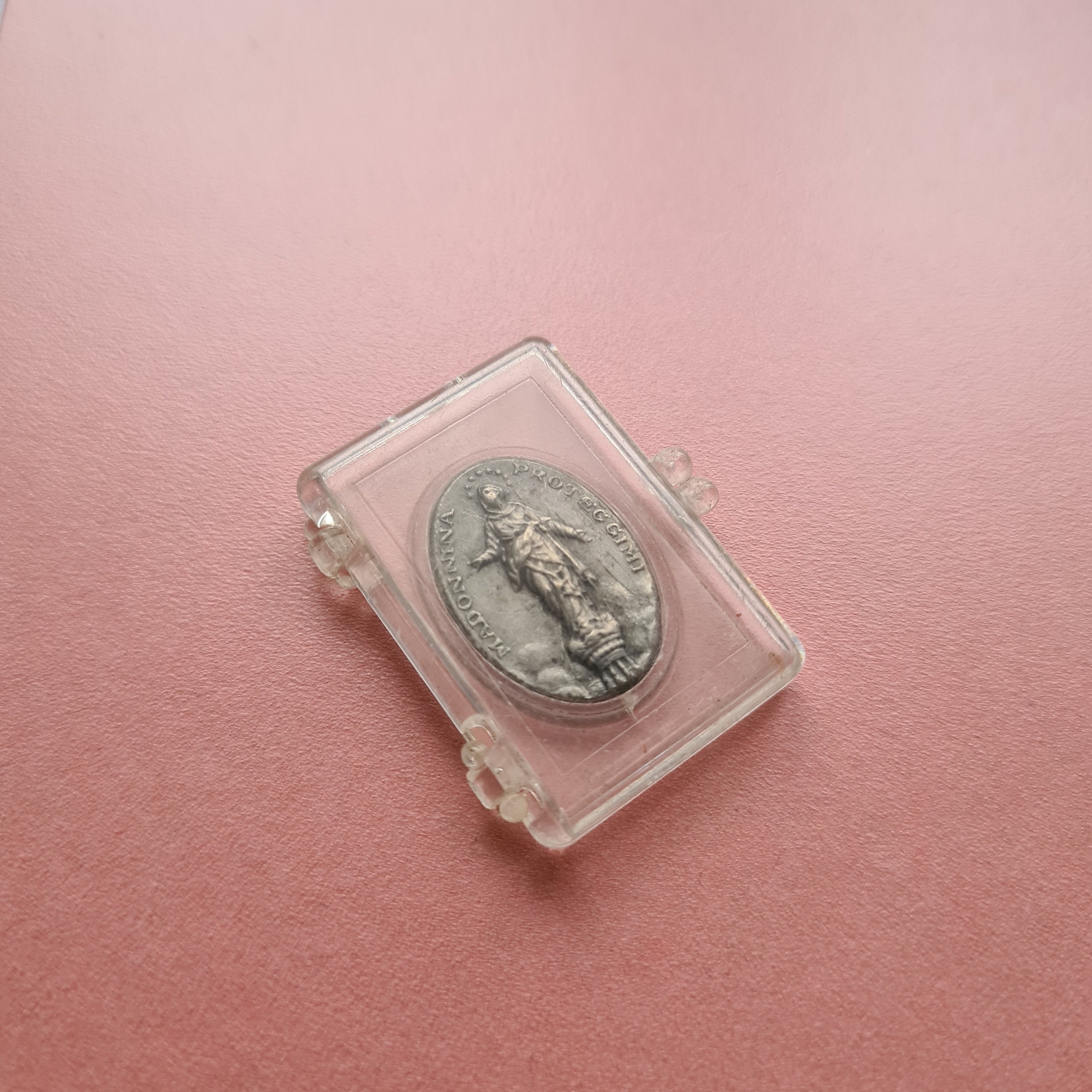 Médaille Religieuse de Poche Vintage Madonnina Proteggimi