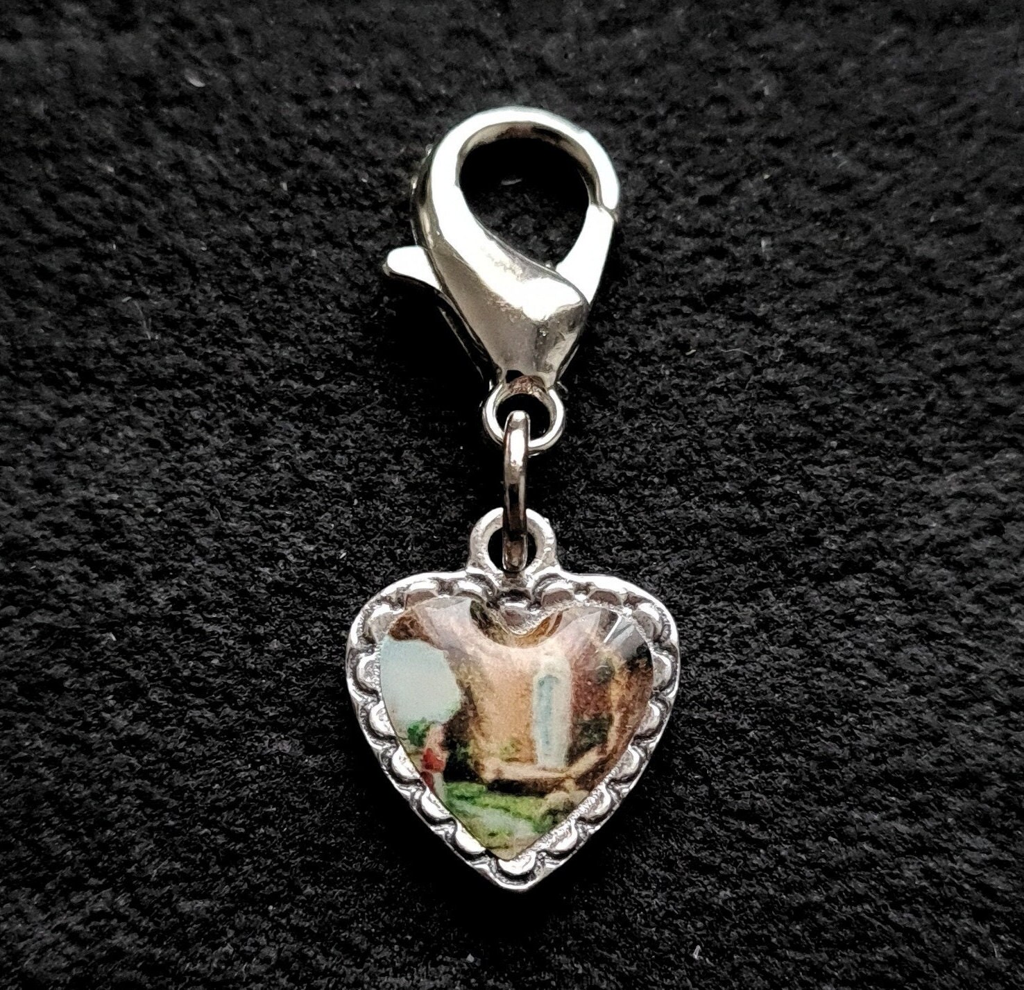 Petit Charme de Chapelet Cœur Lourdes, Médaille Tir à Glissière, Marqueur La Sainte Vierge Marie, Fe