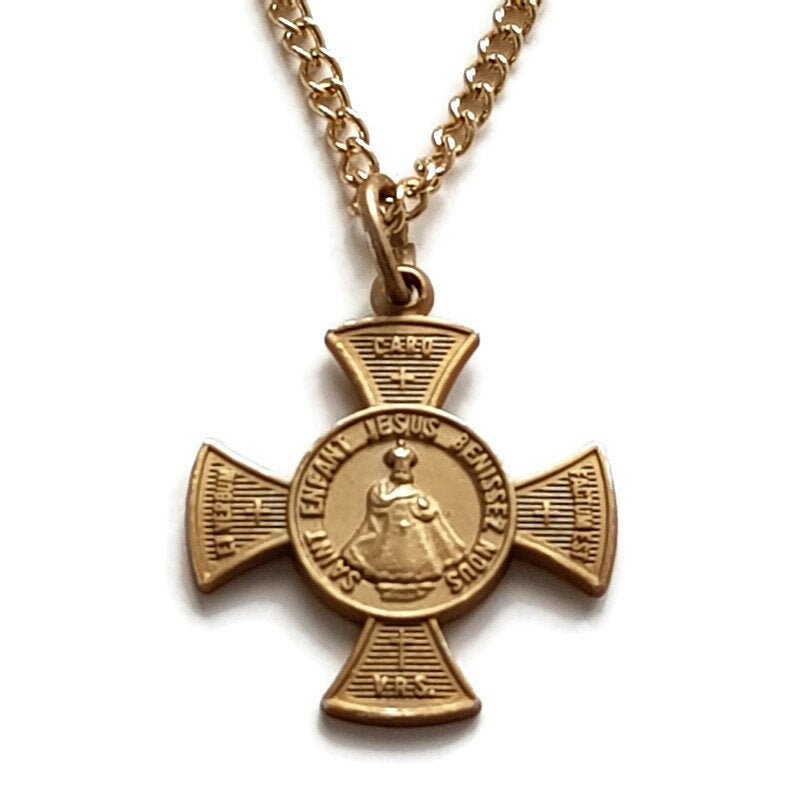 Collier de Médaille Croix L'enfant Jésus Prague