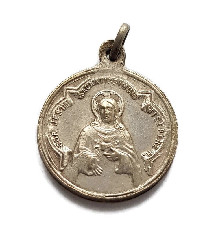 Grande Médaille Scapulaire, Sacré Cœur de Jésus et Pendentif Dame Du Mont Carmel, Charme Vierge Carm