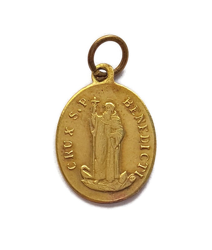 Pendentif de Médaille en Laiton Catholique Religieux St Benedict