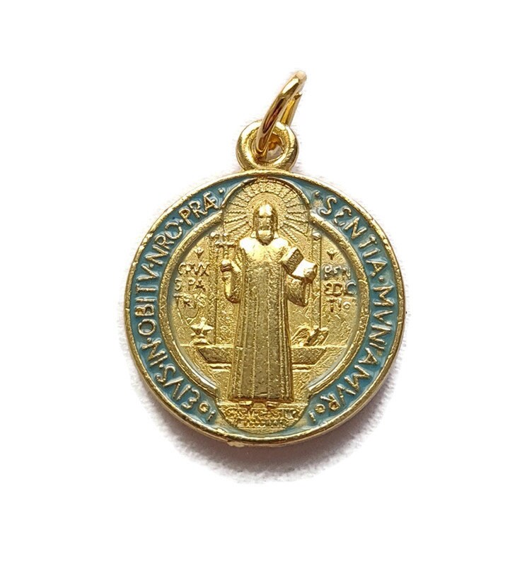 Pendentif Religieux Catholique en Émail St Benedict Medal