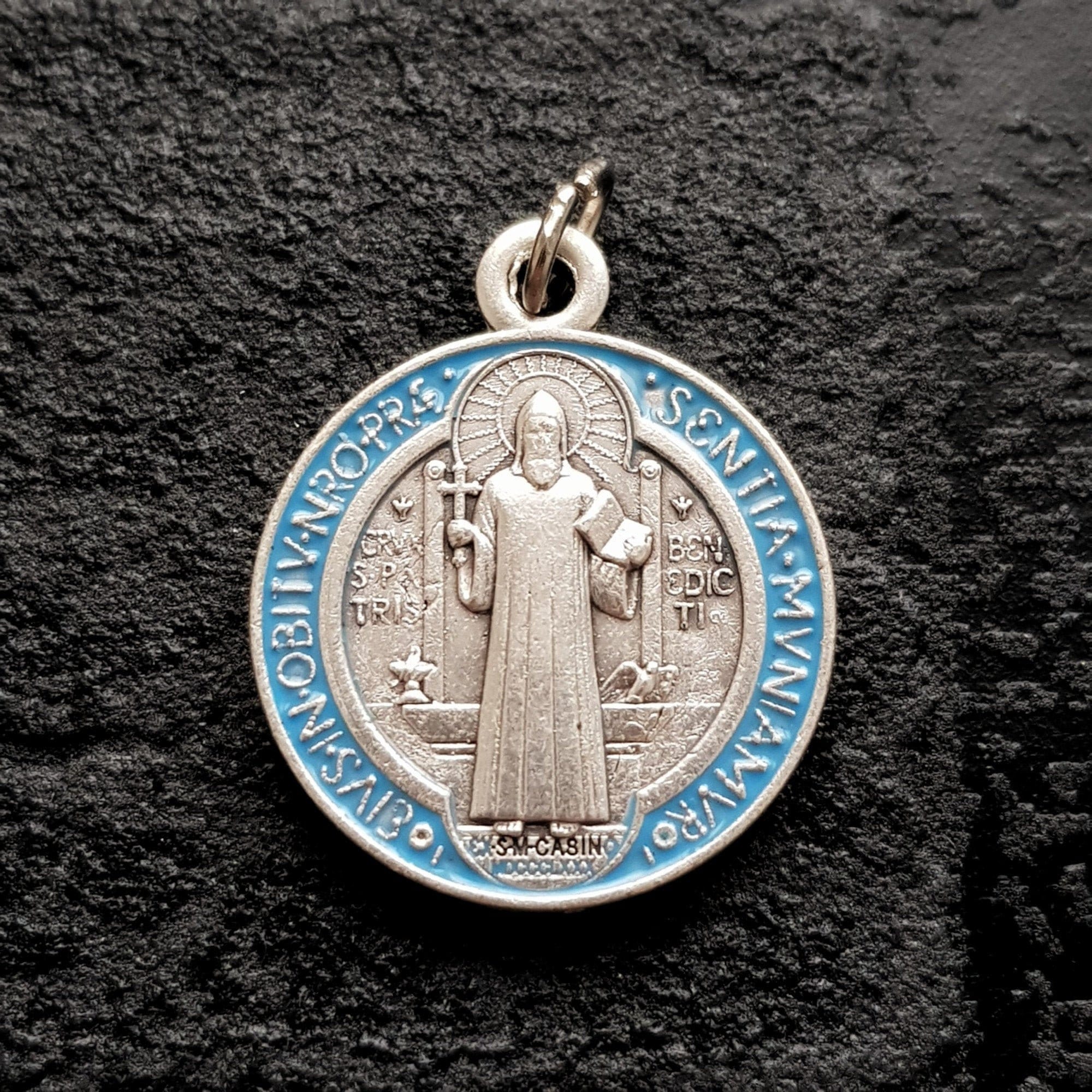 Pendentif de Médaille Catholique Religieux d'émail St Benedict