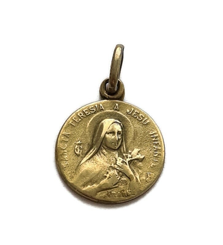 Pendentif Antique de Médaille Catholique Religieuse Rue Therese