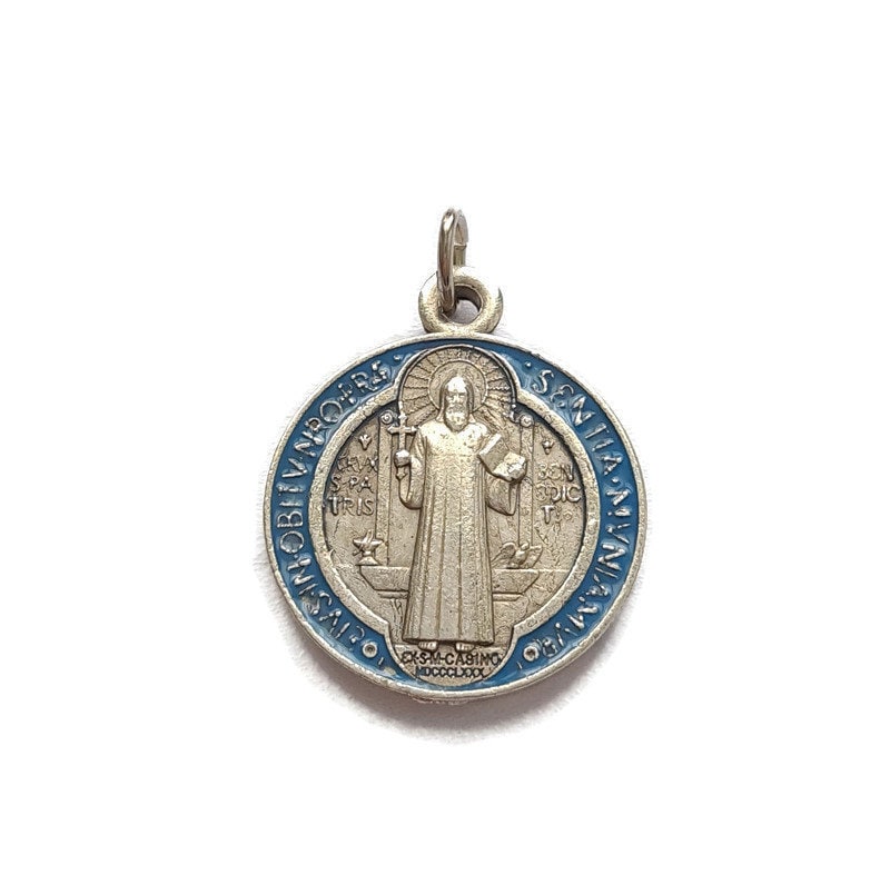 Pendentif de Médaille Catholique Religieux d'émail St Benedict