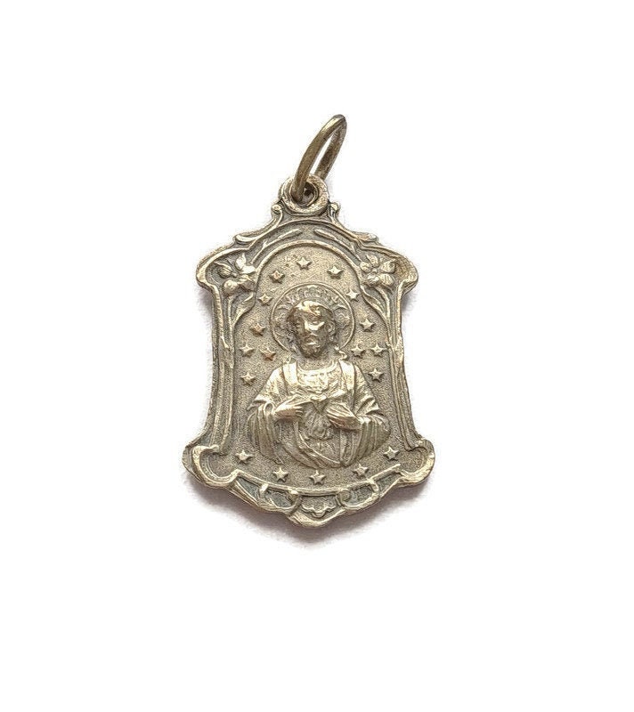 Pendentif de Médaille Notre-Dame Du Sacré-Cœur et Jésus