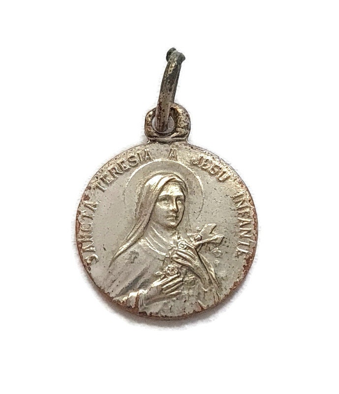 Pendentif Antique de La Médaille Sainte-Thérèse Lisieux, Collier Charme Sainte Thérèse