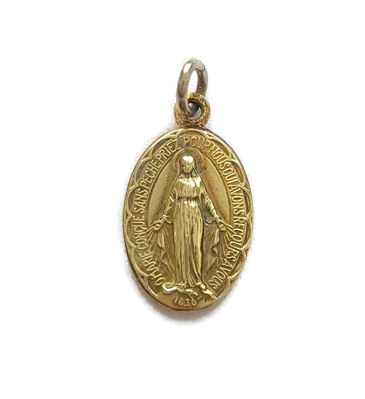 Médaille Miraculeuse, Collier de Charme La Sainte Vierge Marie, Pendentif Médaille Miraculeuse Saint