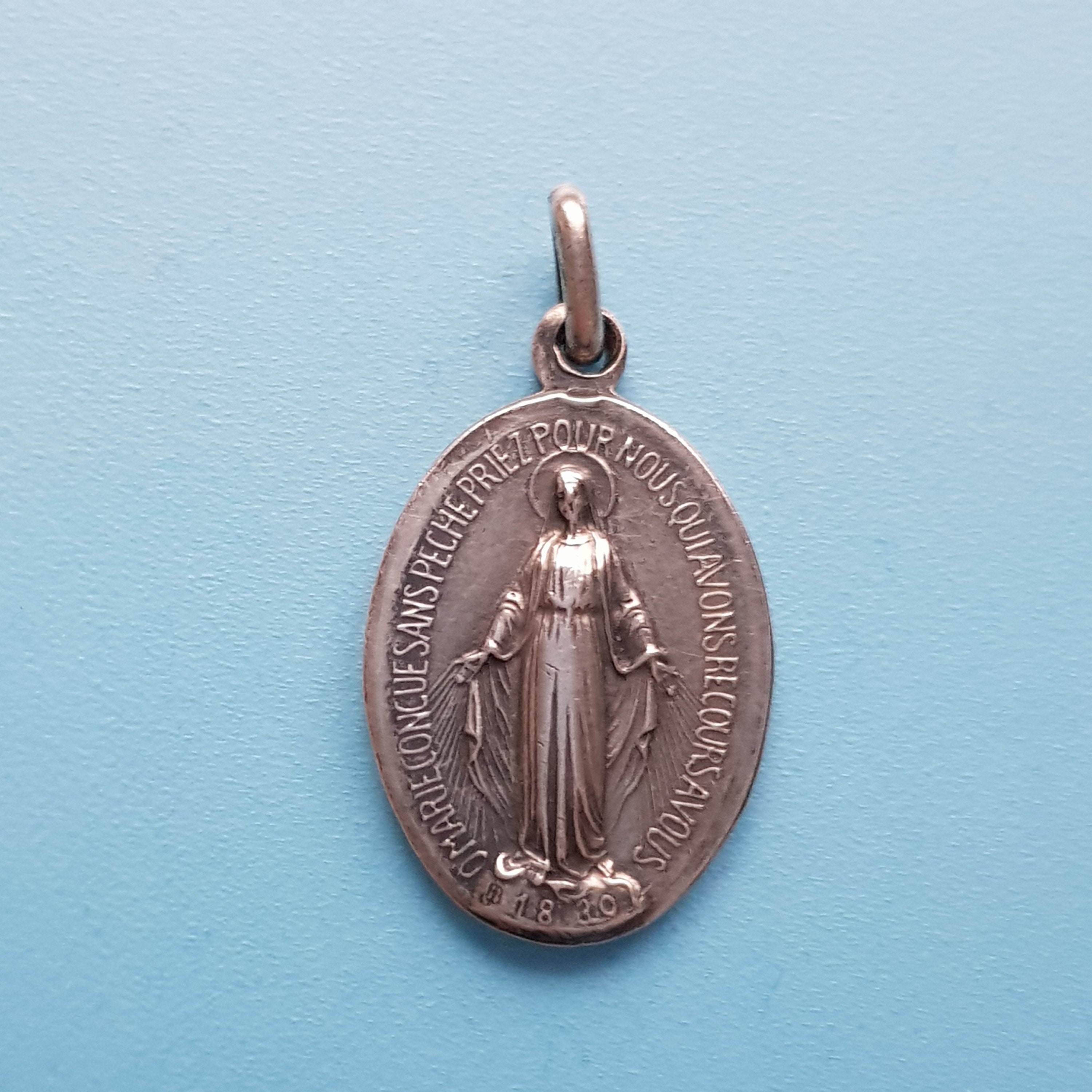 Pendentif Français Médaille Vintage, Bijoux Chrétiens