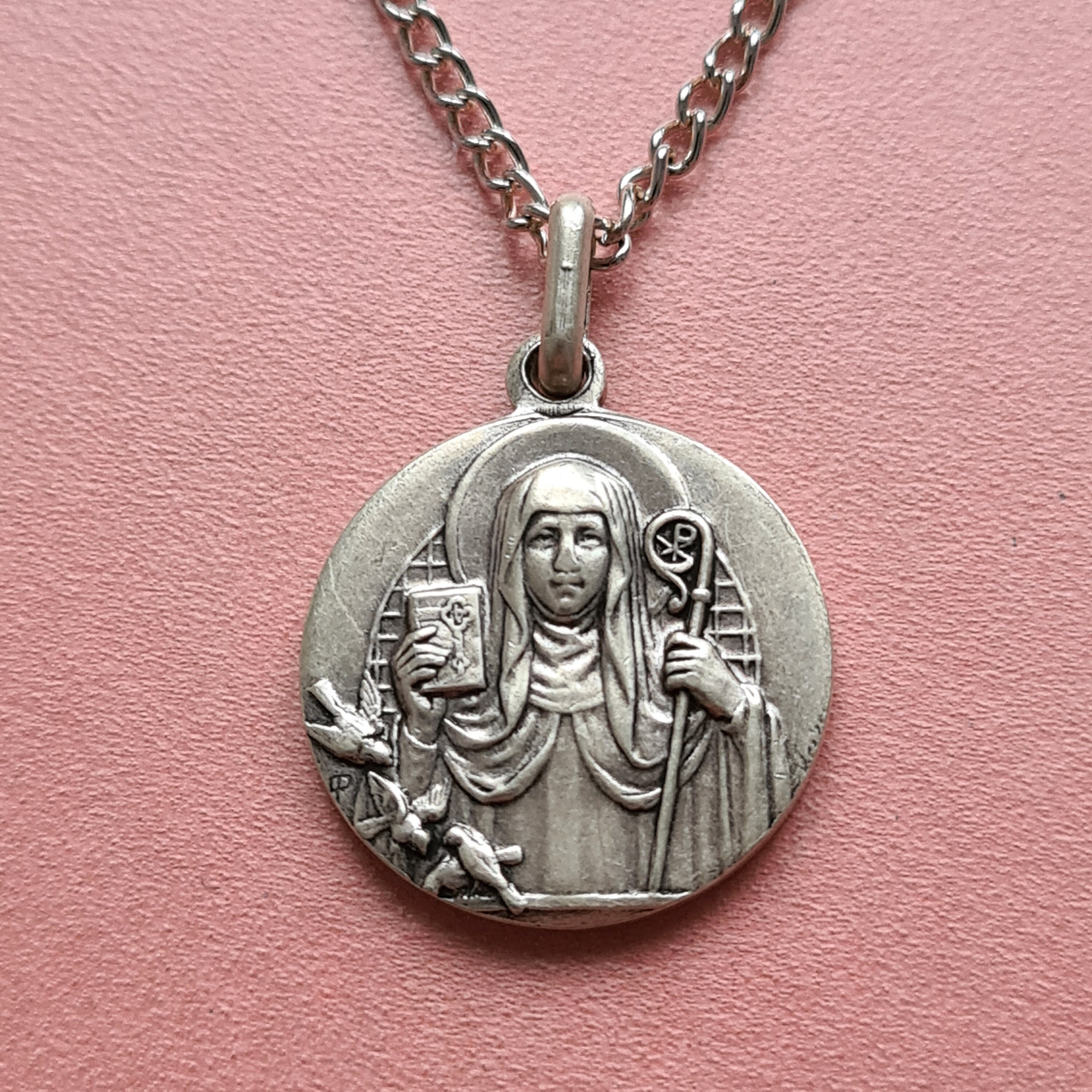 Collier de Pendentif Médaille Religieux Catholique St Aldegonde