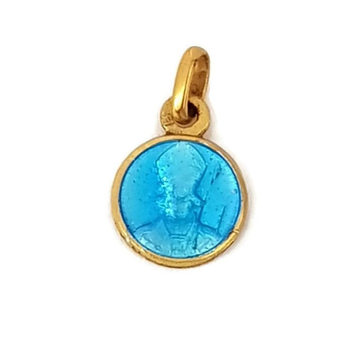 Pendentif Vintage St Robert Medal, Pendentif Catholique Blue Enamel