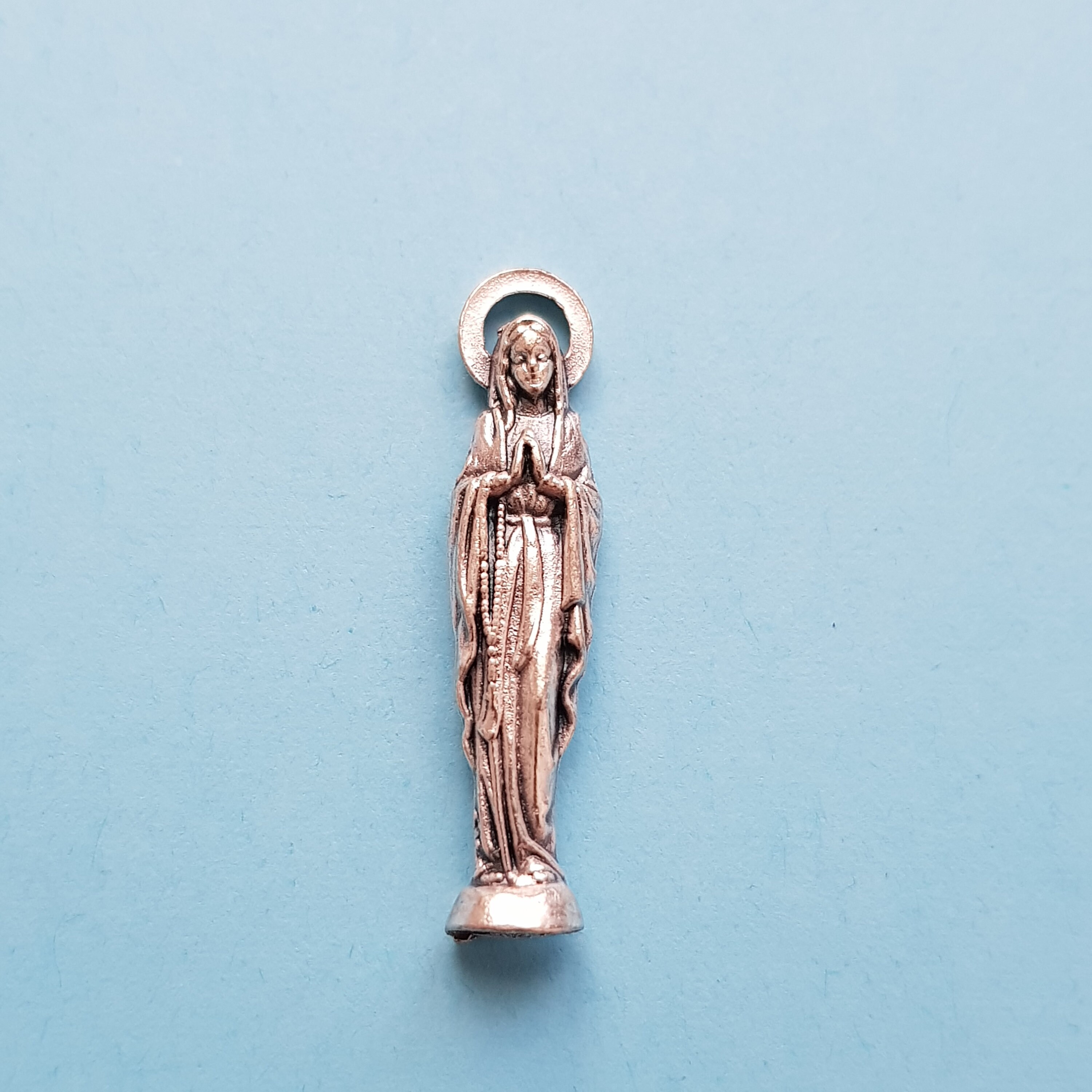 Tiny Holy Virgin Mary Miniature Statue, Our Lady Of Lourdes Pocket Statue