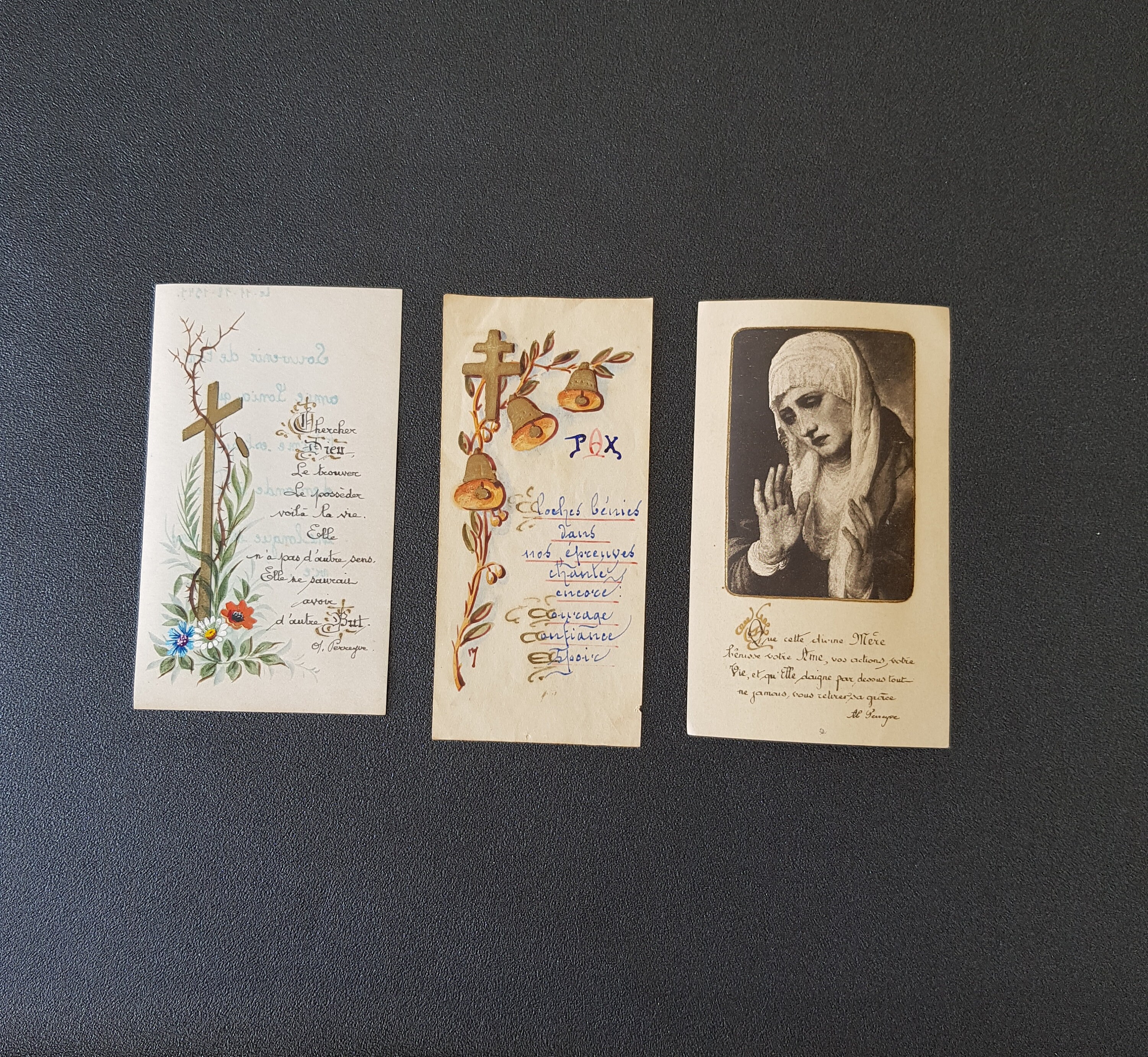 3 Pcs Rhodoïd Cartes de Prière Peints à La Main, Saintes, Saint, Saints Chrétiens, Éphémères en Papi