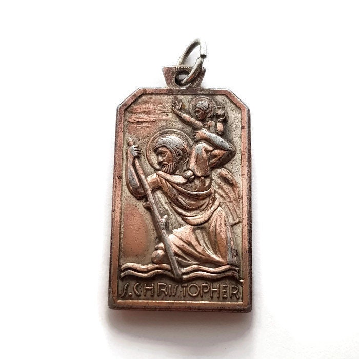 Pendentif Vintage Français St Christopher et Rita