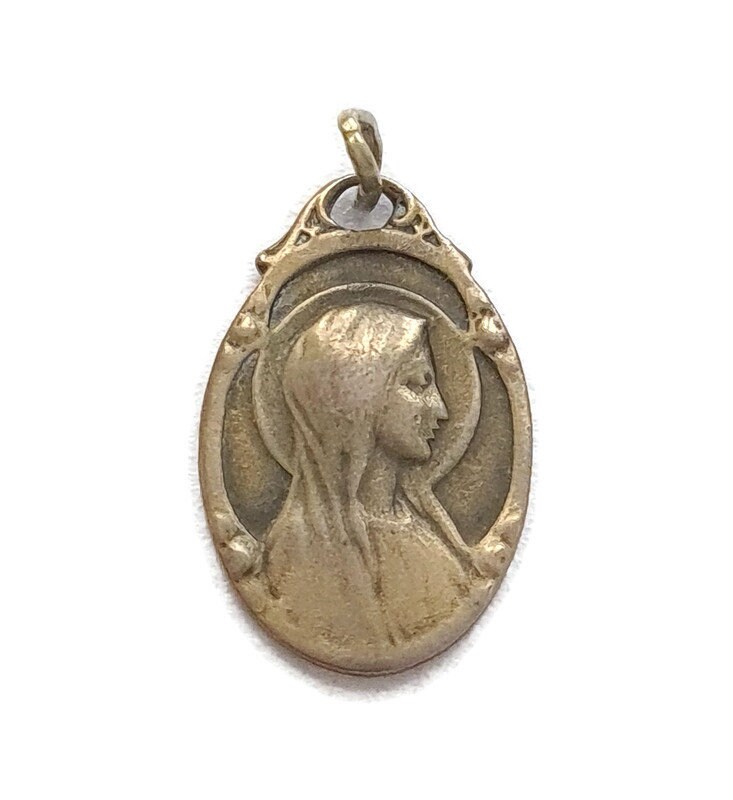 Pendentif Antique de La Médaille Sainte Vierge Marie, Collier Charme Marie