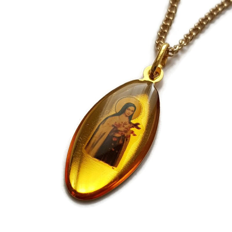 Religieuse Sainte Thérèse de Lisieux Médaille Pendentif Collier