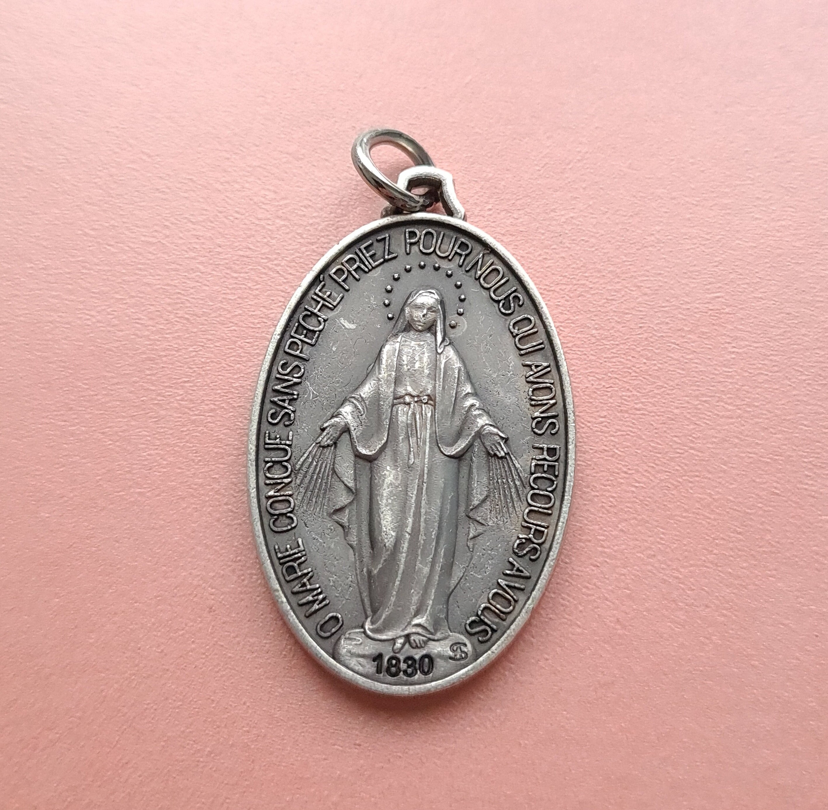 1.6 de Haut Grand Français Pendentif Médaille Miraculeuse, Bijoux Religieux