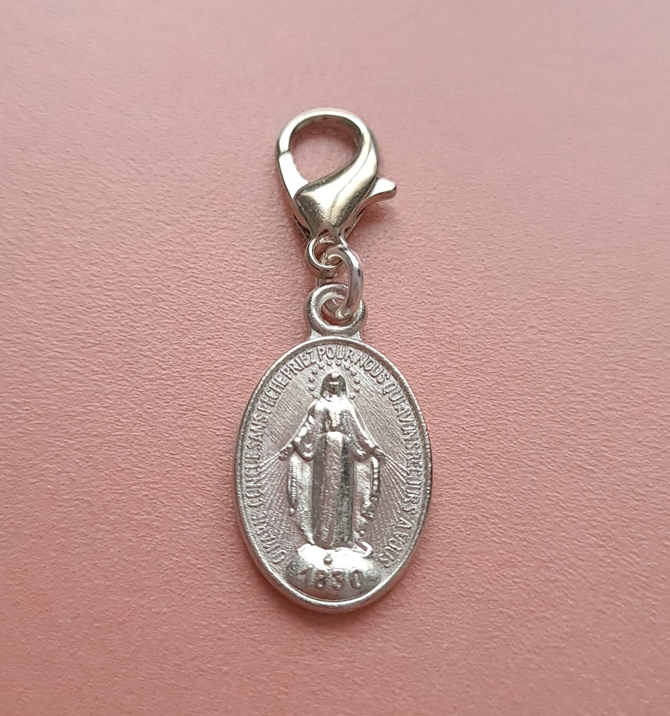 Charme de Chapelet Médaille Miraculeuse, Charme Tir Fermeture à Glissière, Marqueur La Sainte Vierge