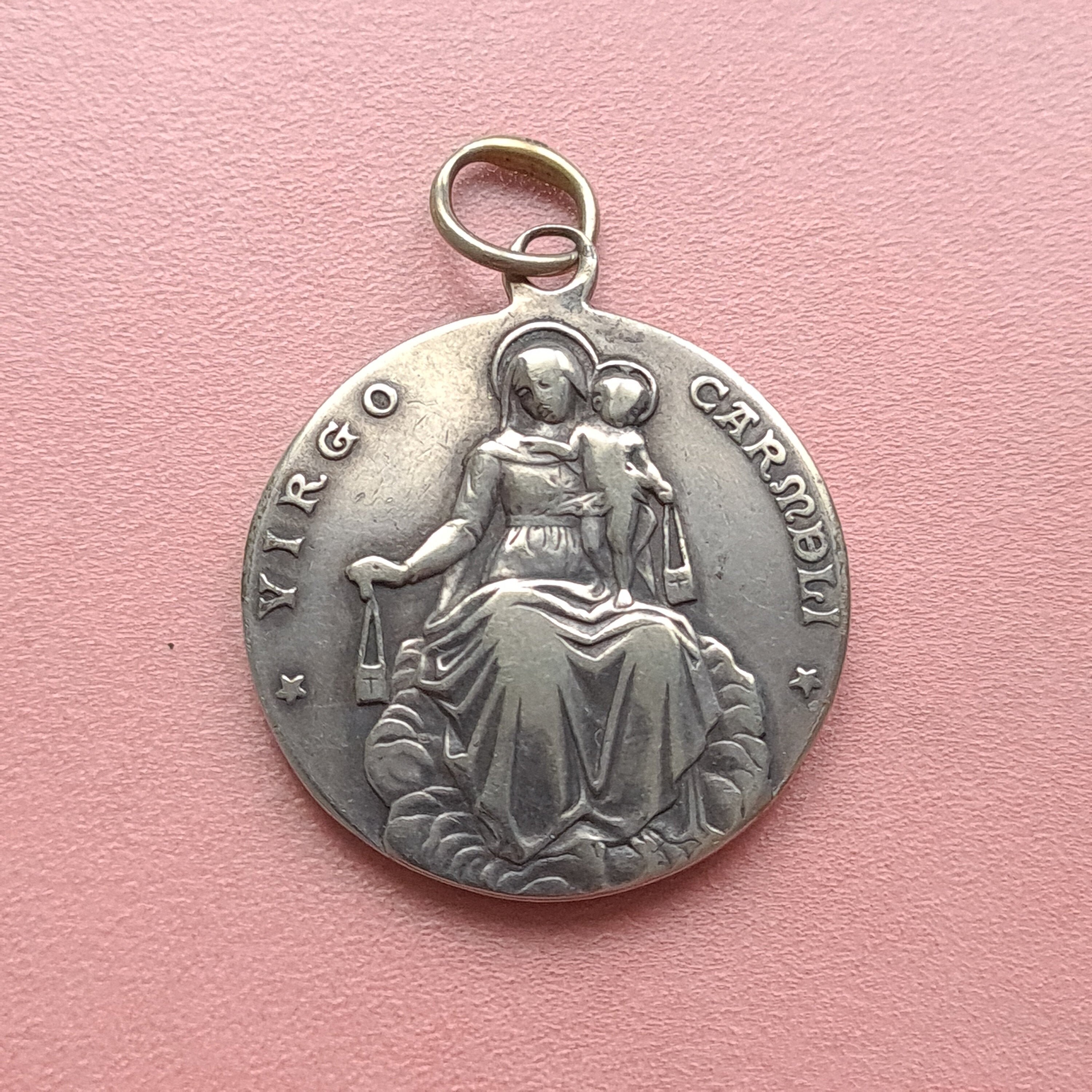 Grande Médaille Scapulaire, Pendentif de La Du Sacré-Cœur Jésus et Dame Mont Carmel, Charme de Vierg
