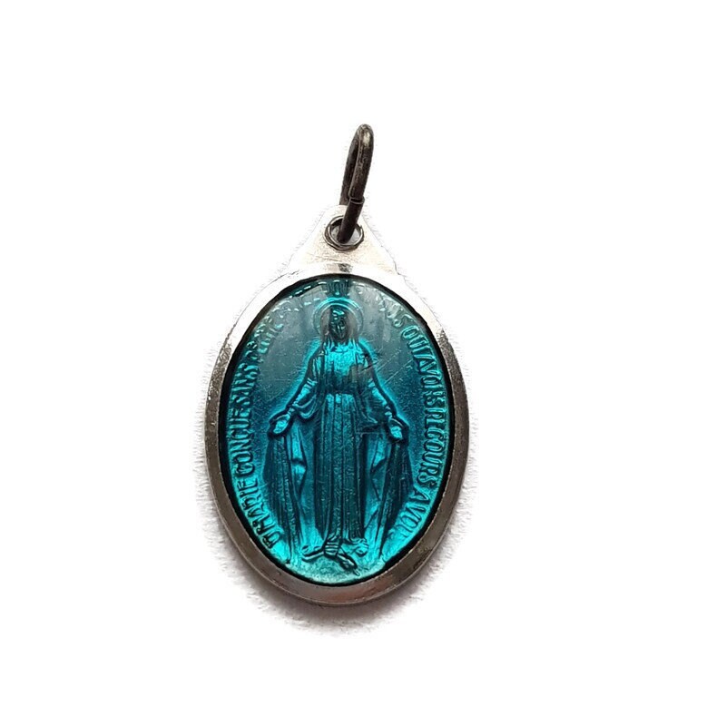 Collier de Médaille Miraculeux, Charme Religieux Turquoise