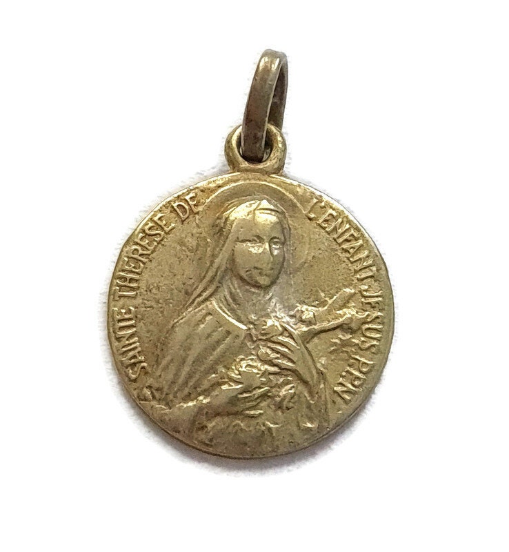 Pendentif Antique de La Médaille Sainte Thérèse Catholique