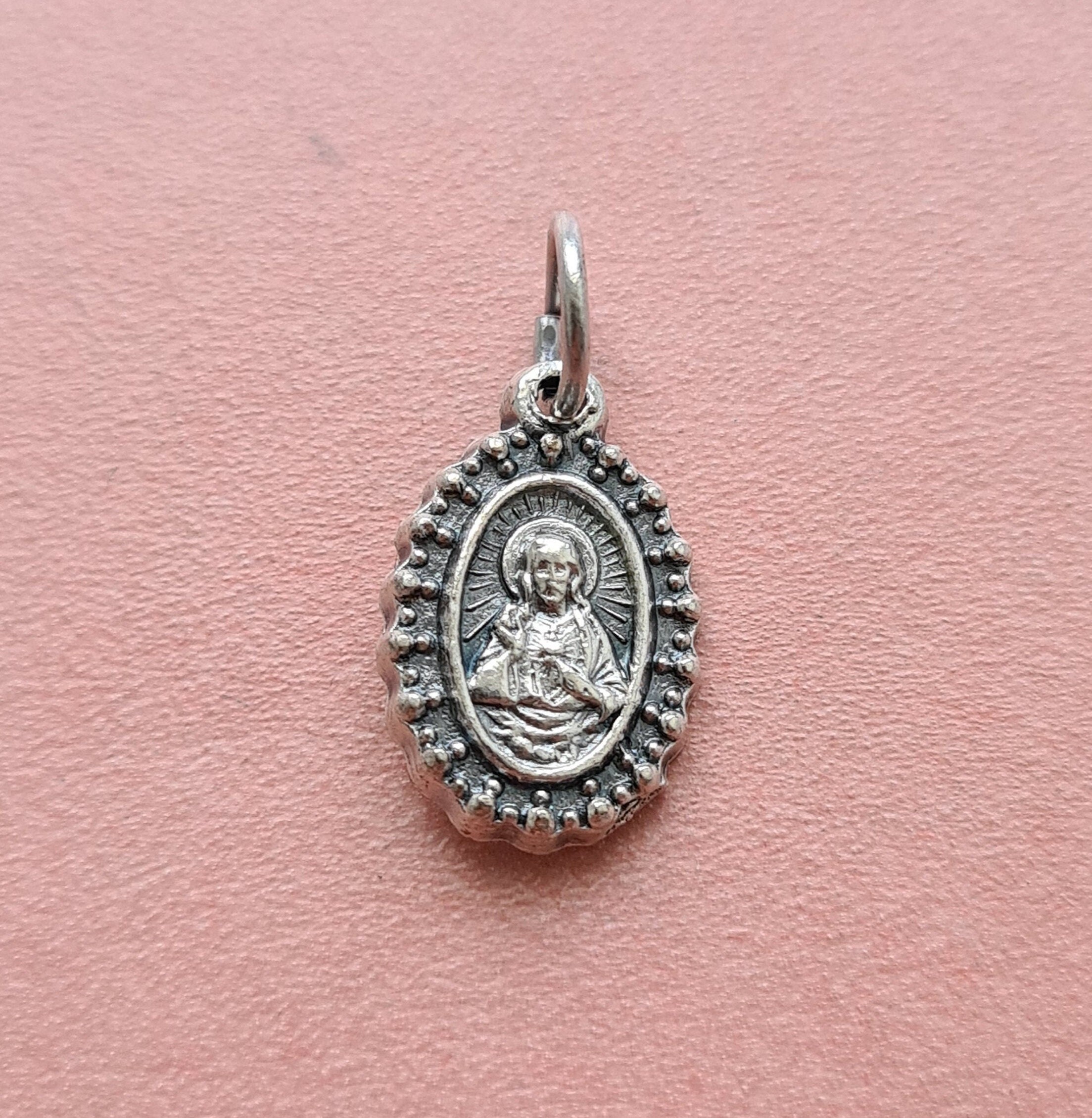 Collier de Médaille Scapulaire, Coeur Sacré Jésus et Dame Du Mont Carmel