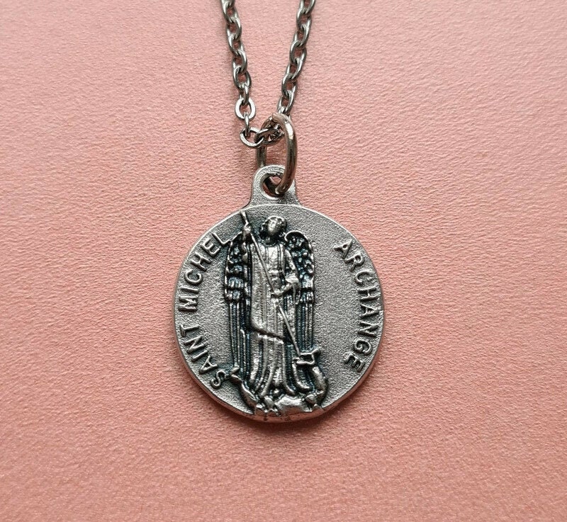 Français Médaille St Michael Archangel, Patronne de La Police, Des Pompiers et L'armée, Bijoux Chrét