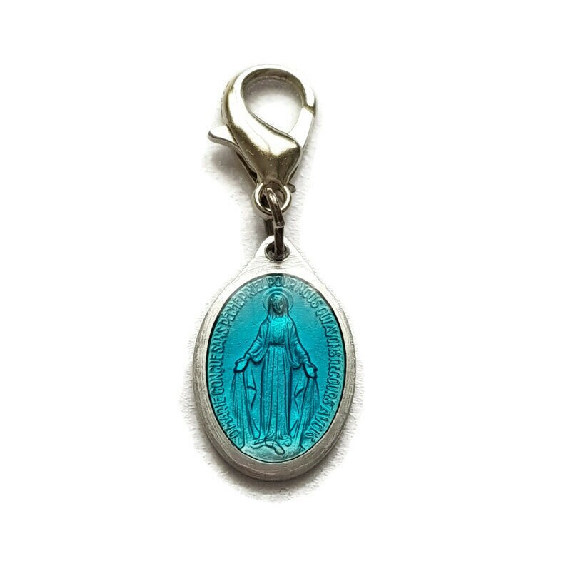 Turquoise Médaille Miraculeuse, Charme Du Chapelet, Tiroir à Fermeture Éclair, Marqueur de Clip Écla