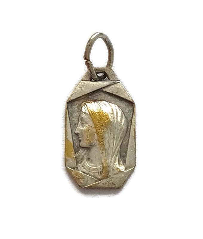 Pendentif Médaille de La Sainte Vierge Marie, Collier Charme Notre-Dame Lourdes
