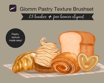 Glomm Pastry Texture Brushset for Procreate, Procreate Food Brush
