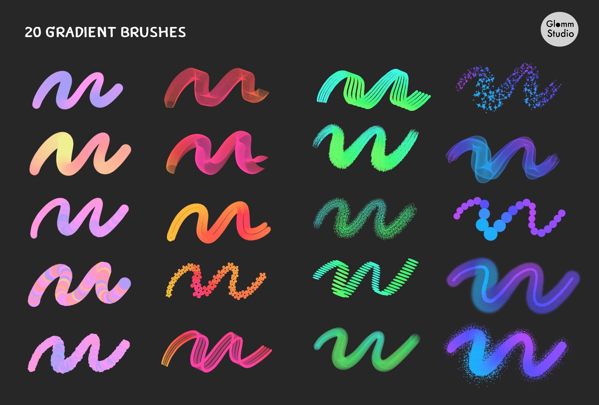 Digital Gradient & Rainbow Brush Set for Procreate commercial Etsy