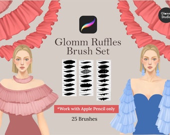 Glomm Ruffles for Procreate 25 brushes, Procreate Cloth Brush