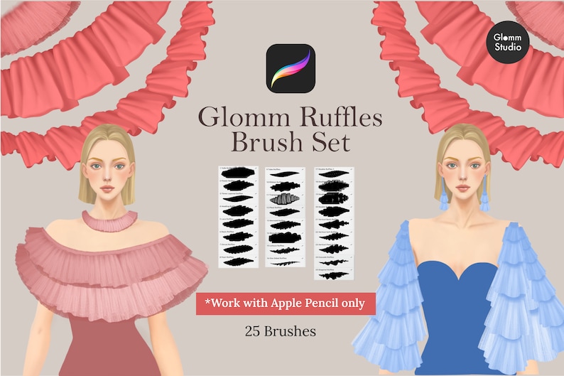 Crease Ruffles Glomm Ruffles for Procreate 25 Brushes, Procreate Cloth Brush - Etsy