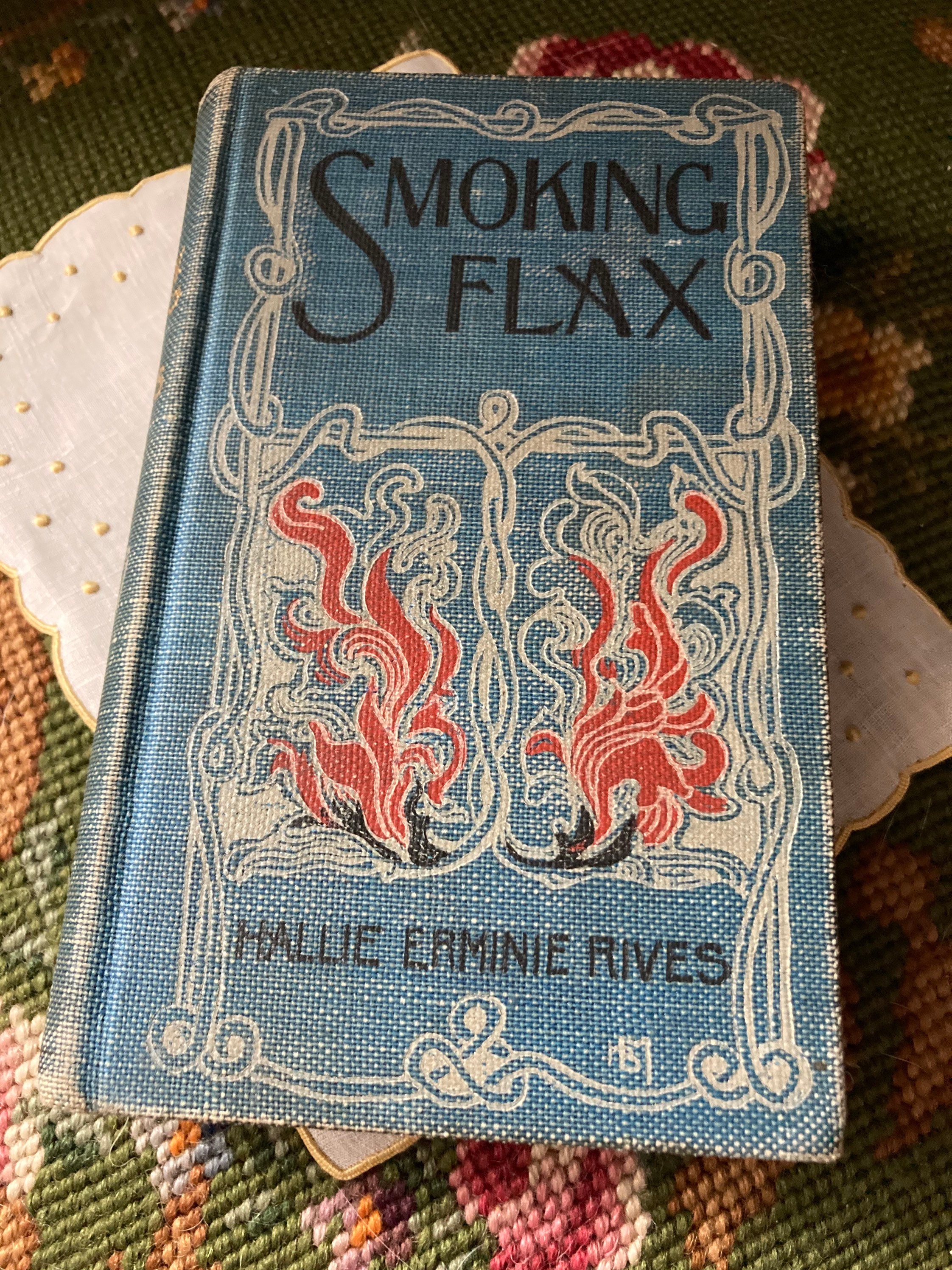 Antique Embossed Hardcover Book Smoking Flax by Etsy