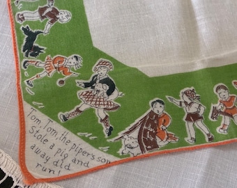 Vintage Children's Novelty Hanky ~ Nursery Rhymes