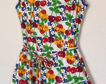 NANTUCKET NATURALS Vintage Sleeveless Dress ~ CHERRIES