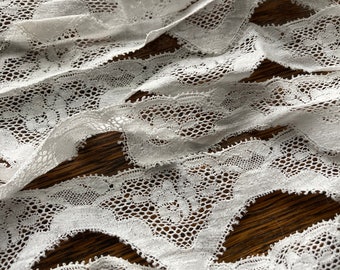 Vintage French Valenciennes Lace~Bright White Scalloped Floral~6.5+ Yards/Yardage~Unused Antique Trim