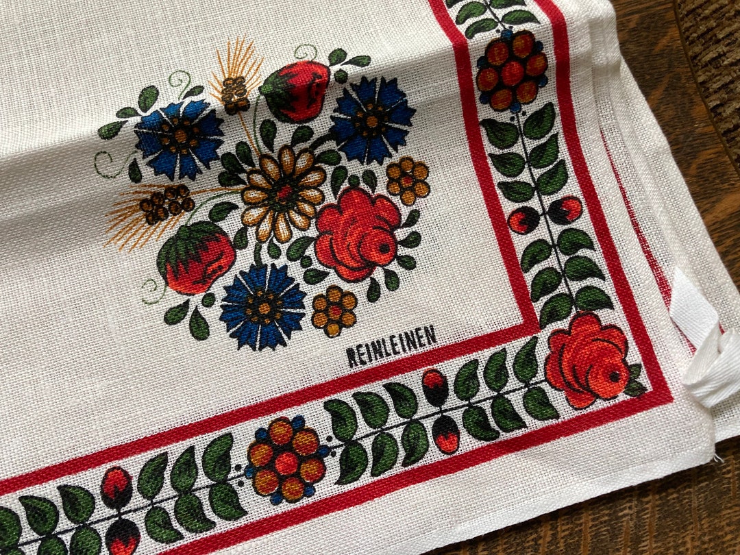 German Kitchen Rag Two AVAILABLE Priced Each delightful Floral German Kitchen ...