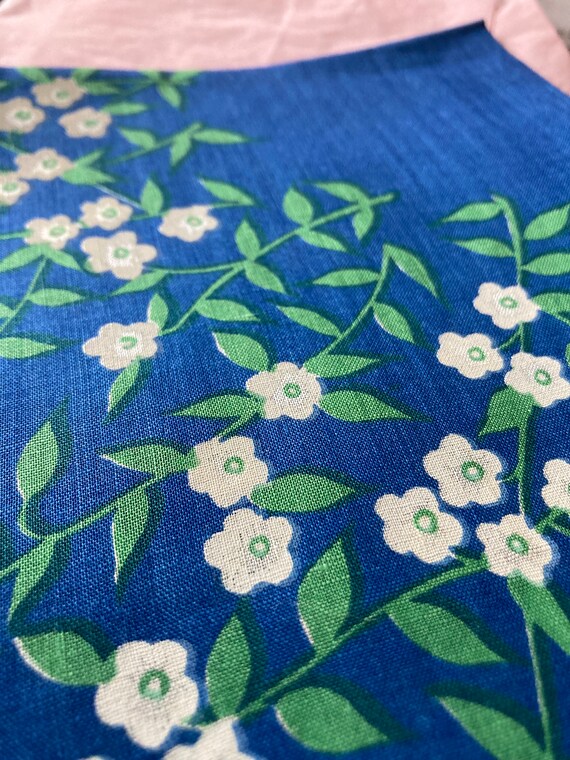 Blue Linen with White Flower Sprays~Vintage Handk… - image 8