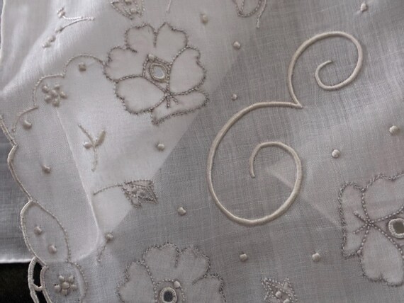 Vintage White Handkerchief Script Initial "E" ~ S… - image 13