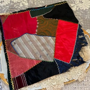 Antique Crazy Quilt Block ~ Silks Brocades & Velvets ~ Hand-Made