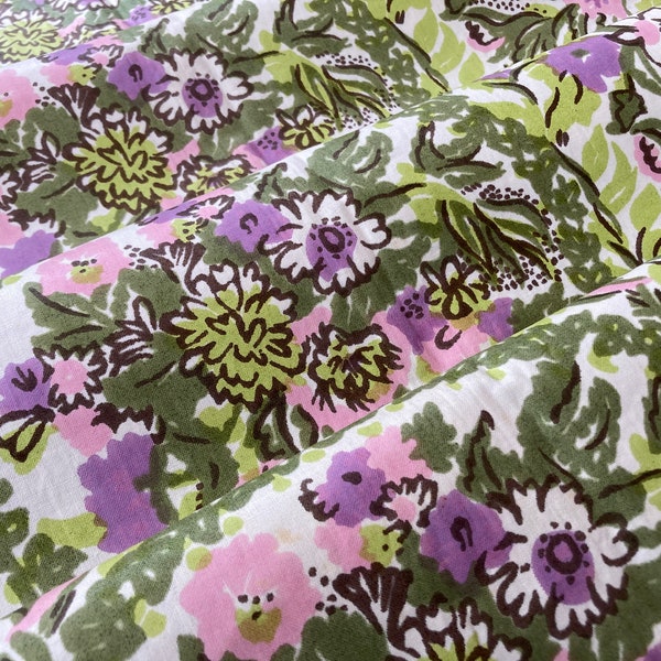 Vintage Fabric Sample~Exclusive JOFA Hand-Print~Colors/Sample Swatches Included~Card Stock Labels~Polished Cotton~Pink Green Floral Cameo