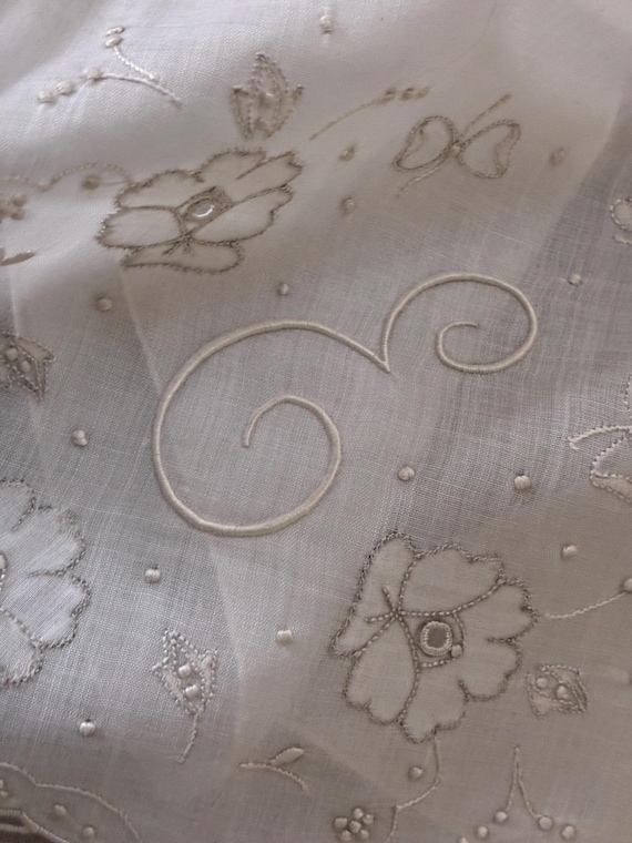 Vintage White Handkerchief Script Initial "E" ~ S… - image 14