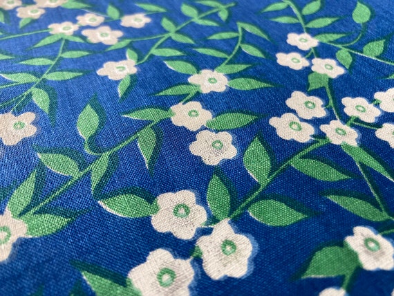 Blue Linen with White Flower Sprays~Vintage Handk… - image 7