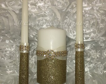 Unity Candle Set Gold and Ivory