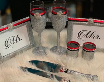 red black and silver wedding reception ideas