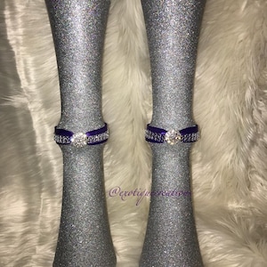 Silver BLING and Purple Centerpiece Set of (2) SP2, Table Centerpiece, Wedding, Custom Flower Vase