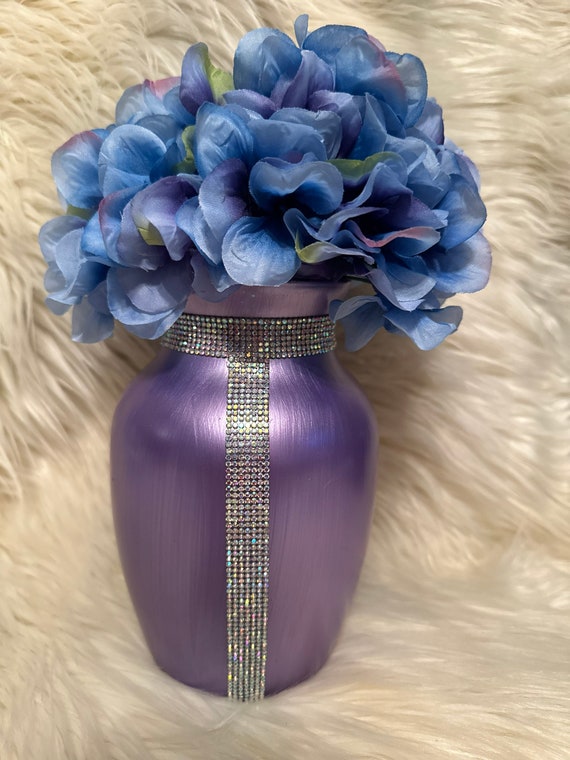 Lavender with Bling Vase Centerpiece, Table Centerpiece, Wedding, Custom Flower Vase by Exotique