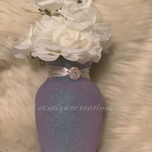Lavender with Silver Vase Centerpiece, Table Centerpiece, Wedding, Custom Flower Vase
